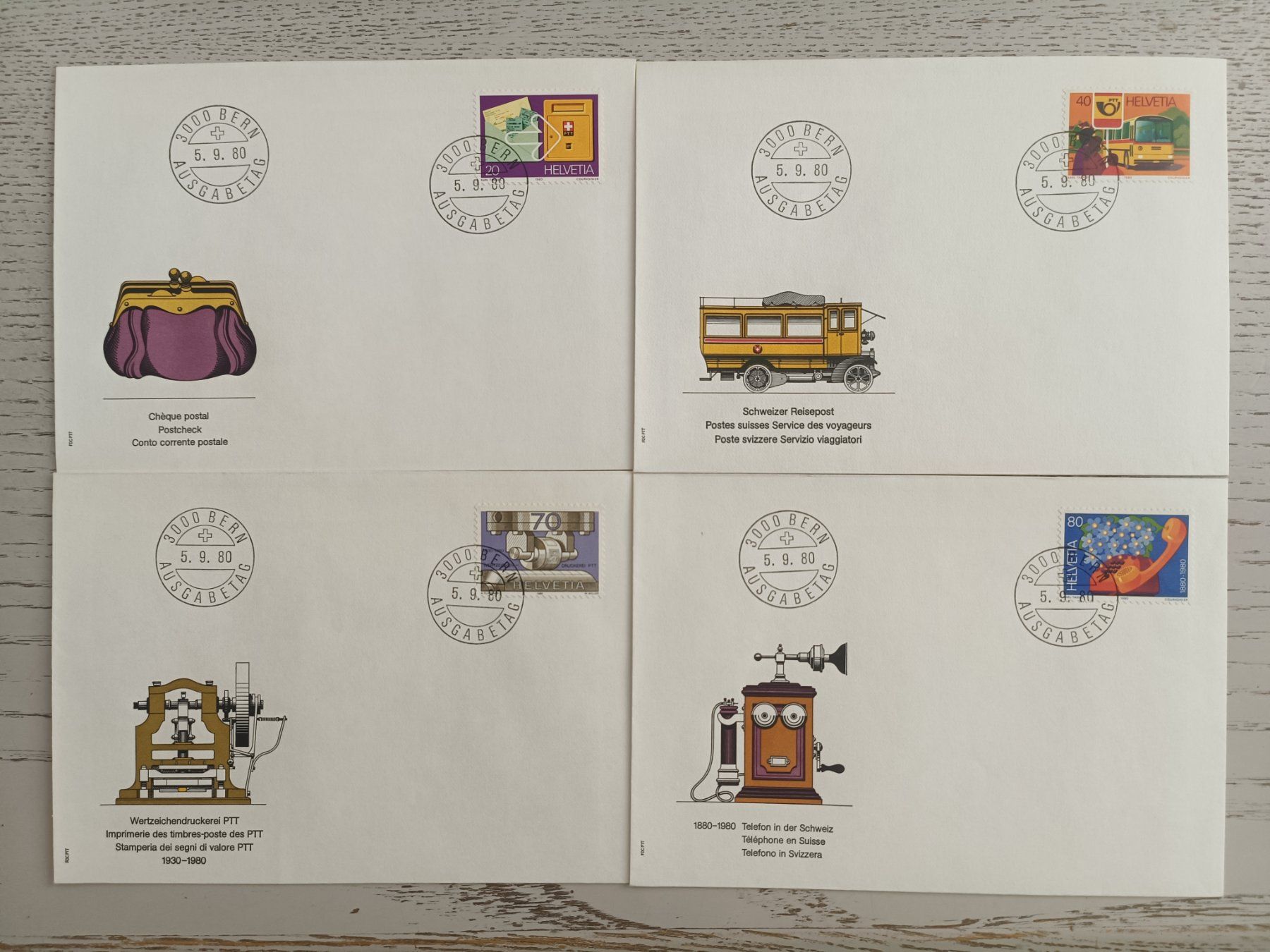 Tutti i francobolli: 1980 FDC Dienstleistungen der PTT Einzelwerte – Usato da Dübendorf venduto da goeggi79