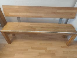 Massive Holzbank mit Lehne, 160cm, Holz-Optik, Frühling-S...