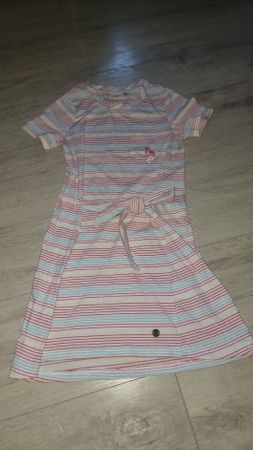 Tom Tailor Kleid Gr 128-134, gestreift Flamingo 🦩 neuwertig