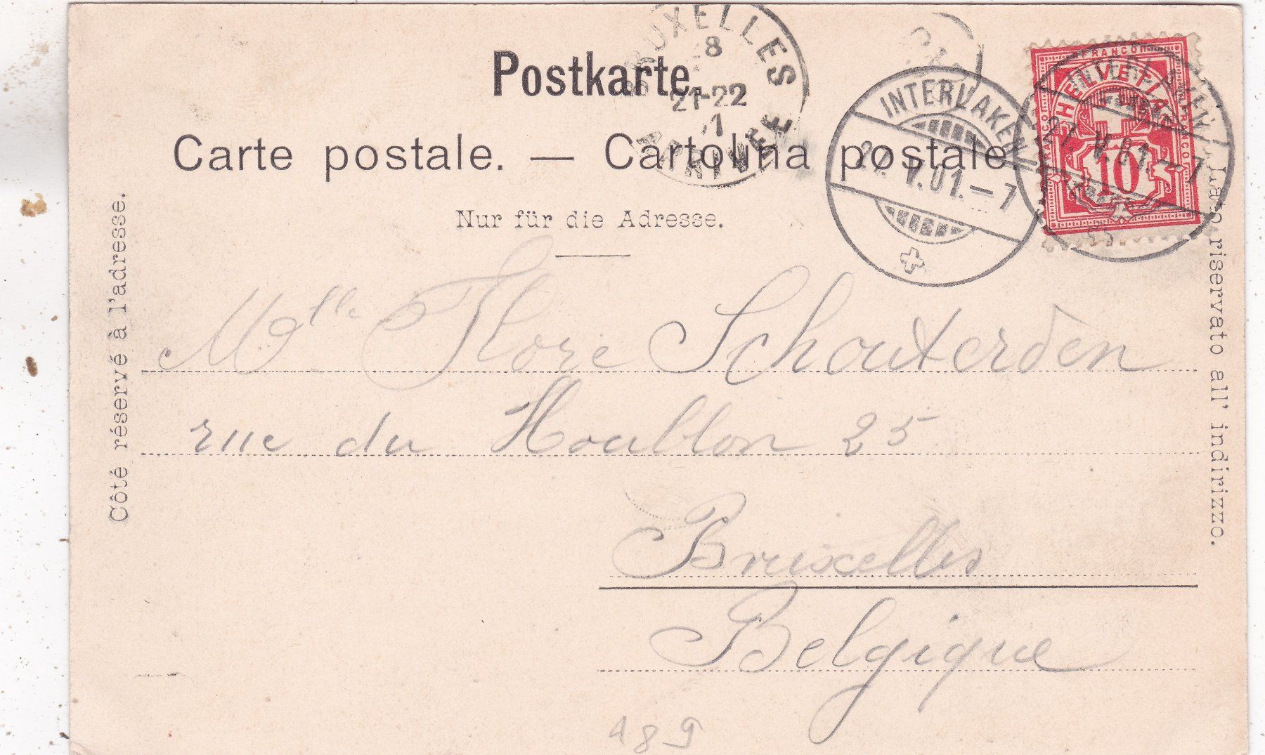 Cartoline postali: Interlaken Die Jungfrau 1901 – Usato da Herisau venduto da Lisegrat2008 1