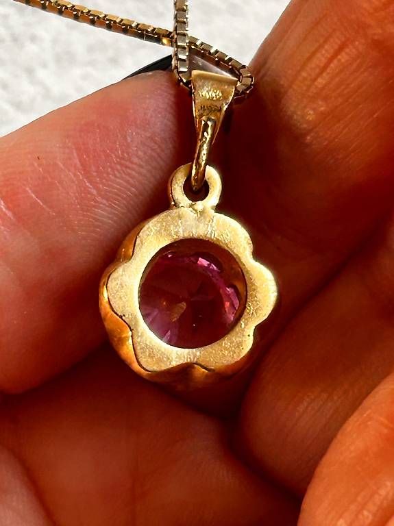 Catenine: Kette mit rosaroter Blume – Usato da Basel venduto da bellespirit 3