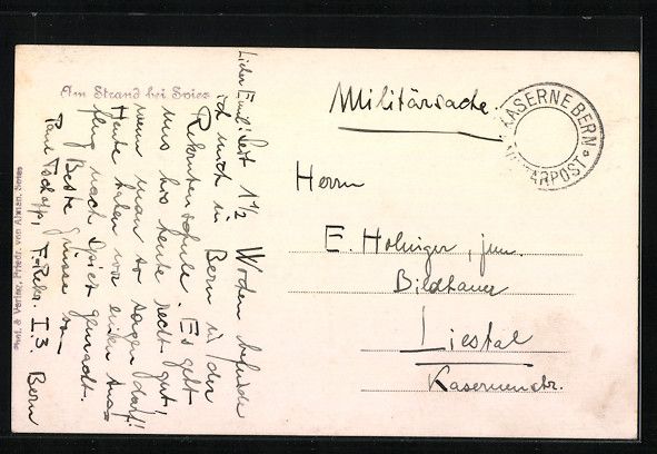 Cartoline postali: AK Spiez, Am Strand am Abend – Usato da Berlin venduto da bartko-reher 1