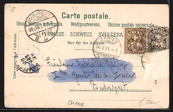 Cartoline postali: Lithographie Zürich, Blick auf den See – Usato da Berlin venduto da bartko-reher 1