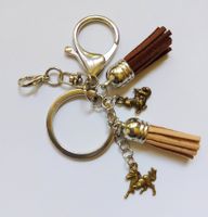 Auto-Schlüsselanhänger mit Quasten und CHARMS - BRAUN-BEIGE