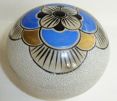 Art Deco Bonbonniere, Glas, handbemalt