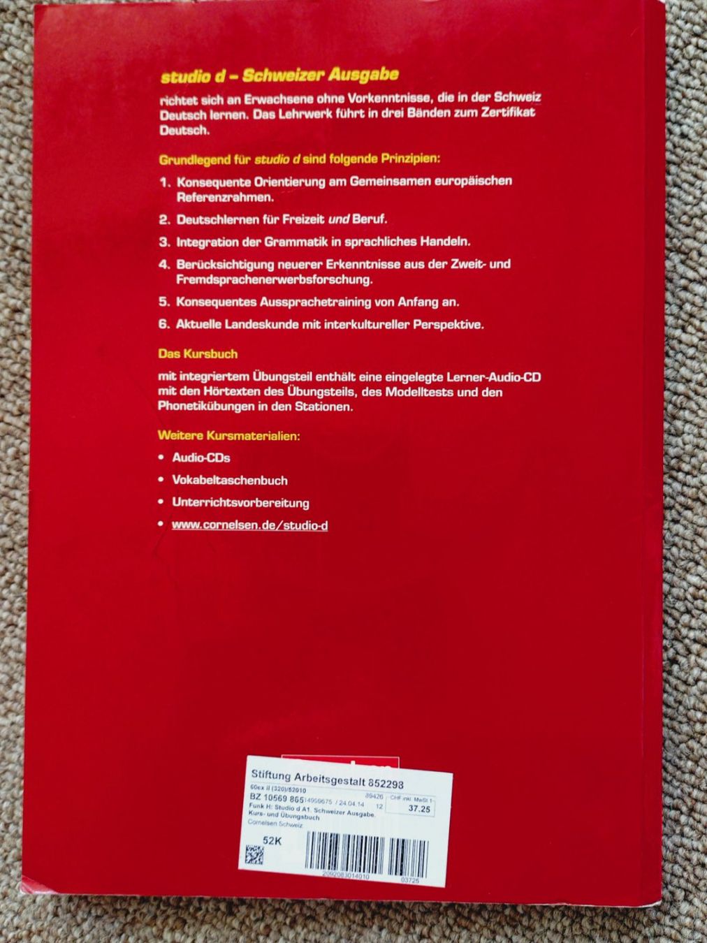 Bücher: Studio d A1, Deutsch-Kurs, CH Ausgabe 2013 + CD – Gebraucht aus Uster von Junipa 1