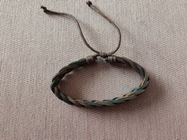 Geflochtenes Lederarmband, braun, verstellbar, gebraucht