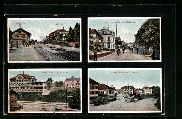 Ansichtskarten: Flawil, Bahnhof, Mittlere Bahnhostrasse, – Gebraucht aus Berlin von bartko-reher