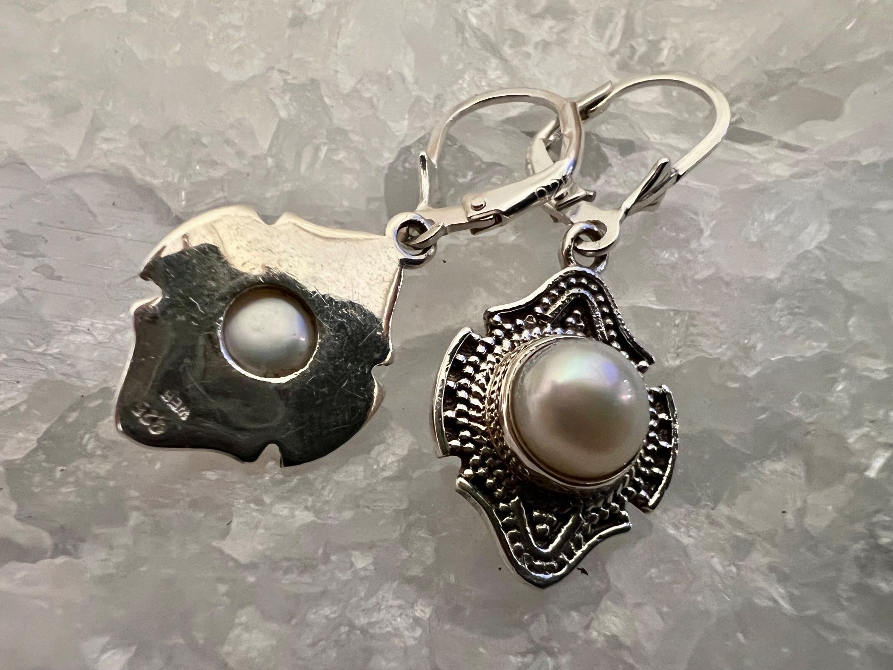 Orecchini pendenti & Orecchini a lobo: Ohrhänger Sterling Silber mit Mabe Perlen weiss - Ornamente – Nuovo (secondo la descrizione) da Bern venduto da Jiffy 3