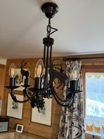 Deckenleuchte Hirsch Design schwarz Metall 5-flammig
