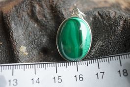 Malachit    Zaire   Anhänger Gras Grün     925 Silber