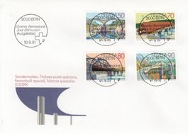 814-817 FDC Brücken mit FD-Vollstempel Bern 10.9.1991