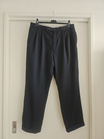 Ralph Lauren Wool Male Pants in size W34/EU50, in Navy Blue 