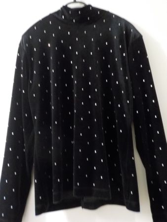 Schwarzes Samtoberteil mit Strass, XL (57a)