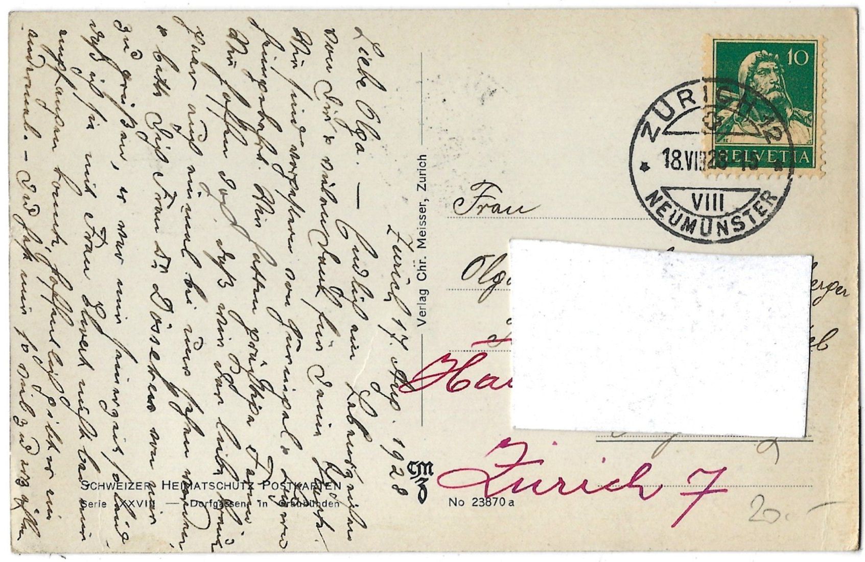 Cartoline postali: Somvix  (Bündner  Oberland). – Usato da Bütschwil venduto da Jackson1A 1