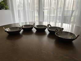 5er Set Vintage Schälchen/Schalen Messing und Metall 49 Zeic