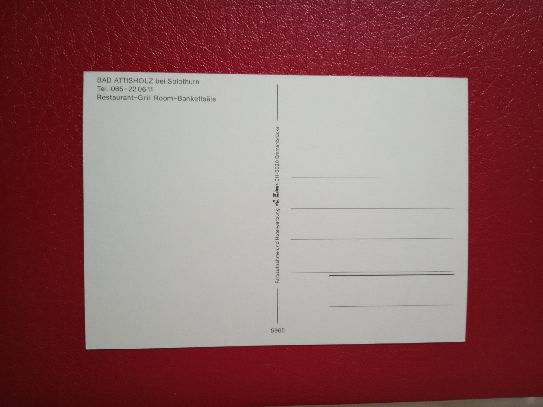 Cartoline postali: Bad Artistholz Solothurn Restaurant – Usato da Küttigen venduto da Melisch1000 1