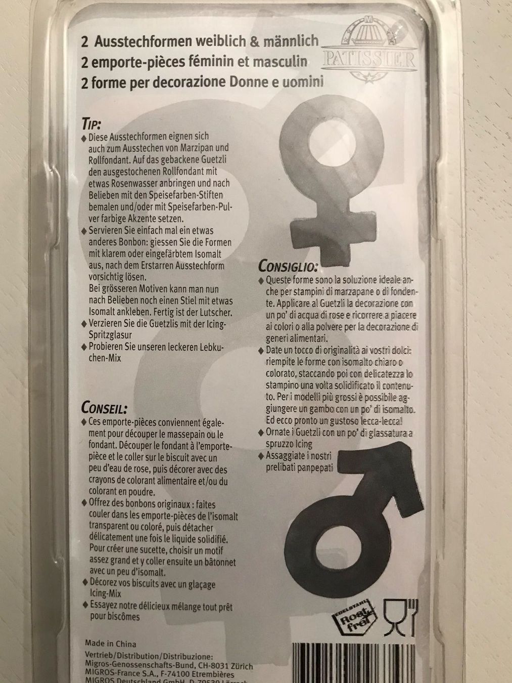 Migros Teglie da forno: 2 Ausstechformen: männlich und weiblich – Nuovo e nell'imballaggio originale da Hünenberg See venduto da spartakus02 1