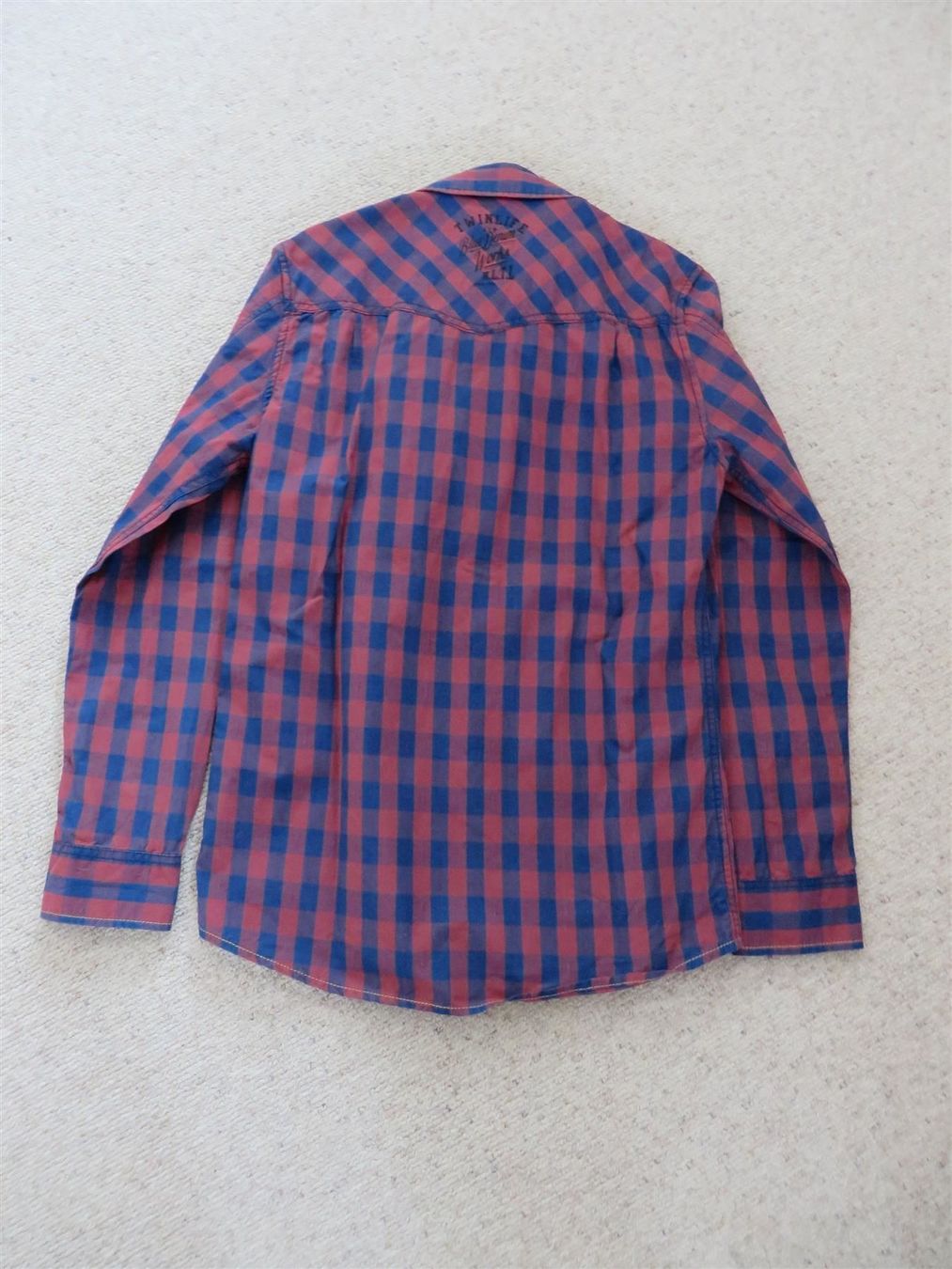 Camicie, T-shirt & Polo: Hemd bordeau/blau kariert Gr.176 langarm – Usato da Spiez venduto da Crazyduck 2