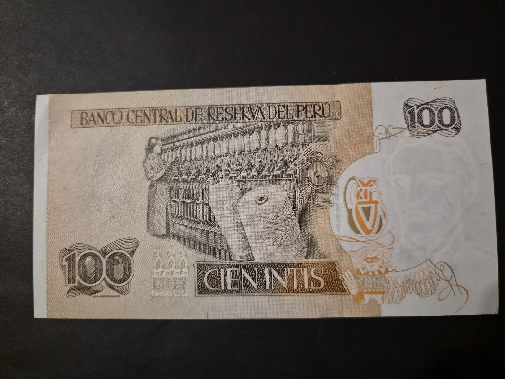 Banknoten: Pérou 1987 100 intis P133 UNC – Neu (gemäss Beschreibung) aus Versoix von rucio 1