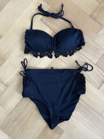 BELDONA Schwarz Bikini mit Spitze Gr. 38 