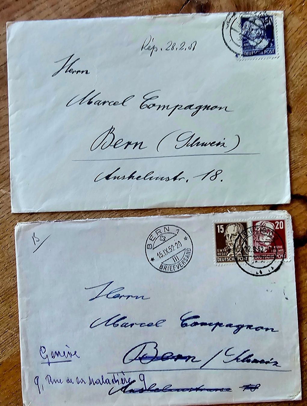 Tous les timbres: DDR 2 Briefe nach Bern, 1951,52 – D'occasion à Les Valettes par Nuba1