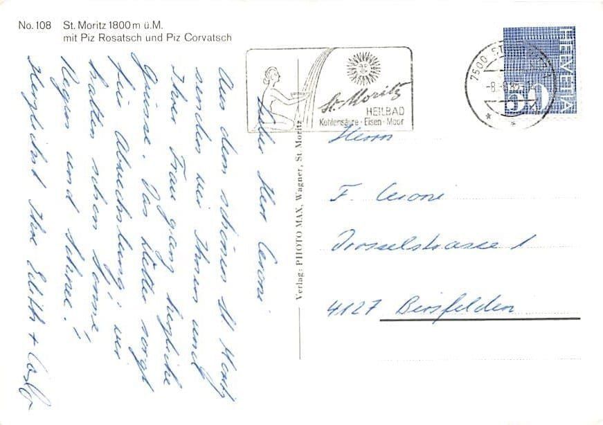 Ansichtskarten: GR - St. Moritz – Gebraucht aus Ottikon b.Kemptth. von Neptun1974 1
