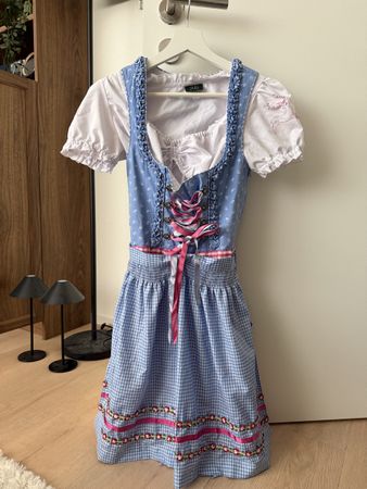 Dirndl Wiesnkönig blau weiss kariert Grösse 34 neuwertig