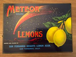 Original Vintage Poster/Bild Fruit Crate Meteor Lemon 1930