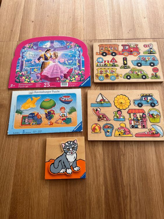 Holzpuzzle 4-in-1 Für Kinder Ab 2 Jahre - Montessori Lernspielzeug Tiere