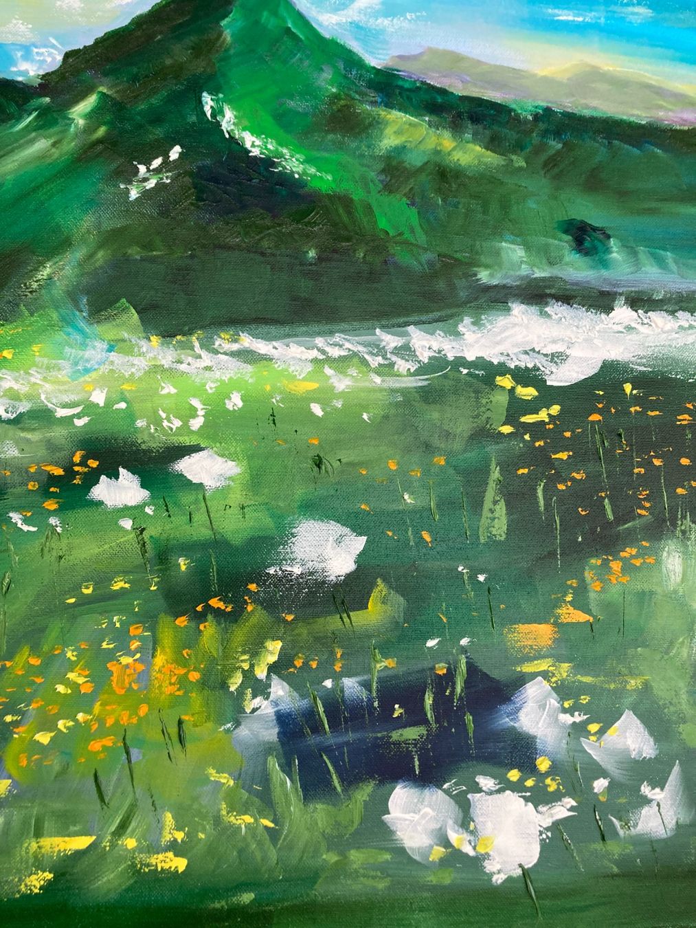 Dipinti: Berglandschaft Gemälde, Original Ölbild auf Leinwand – Nuovo (secondo la descrizione) da Cham venduto da Felha 5