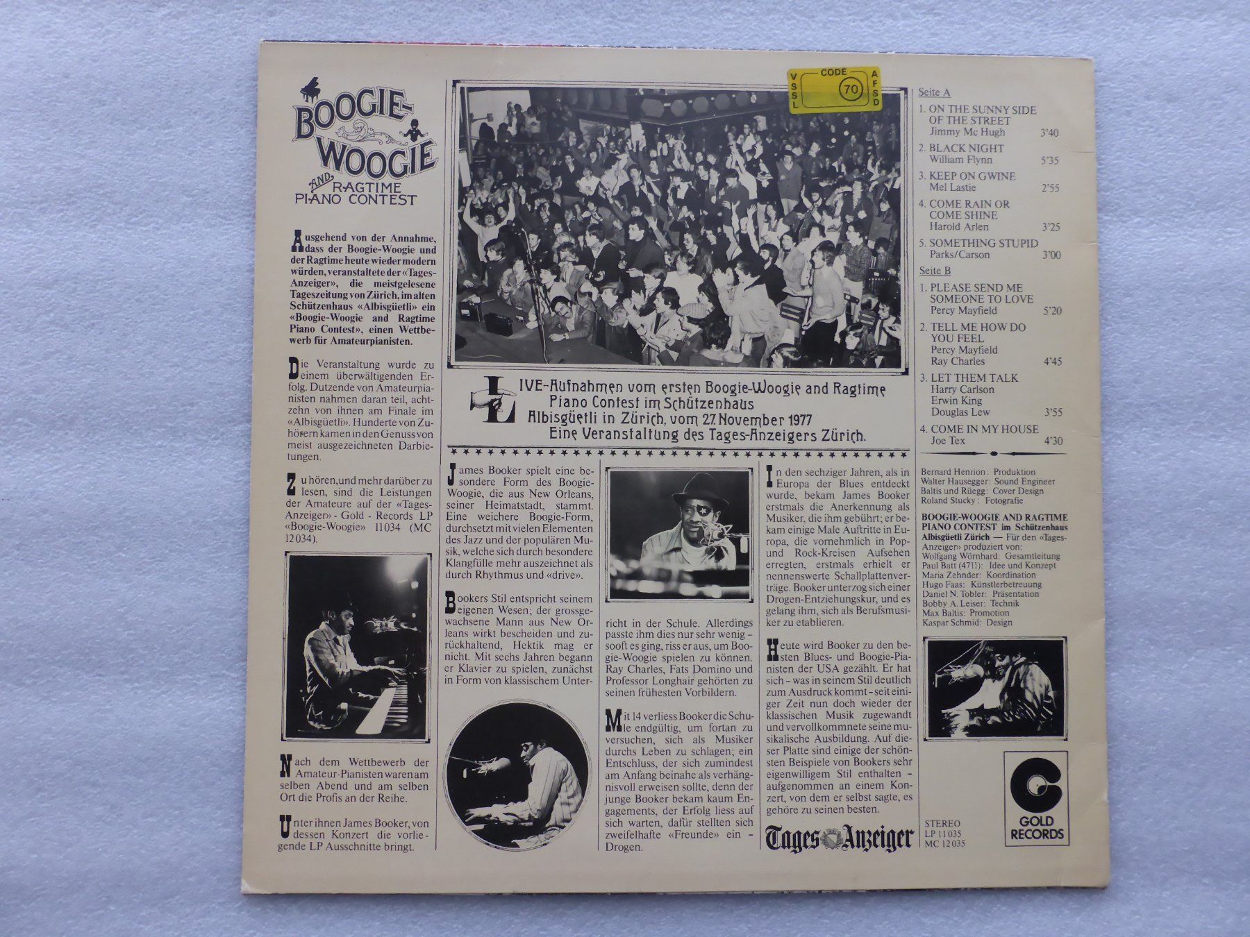 Schallplatten: VINYL  LP  JAMES BOOKER – Gebraucht aus Küssnacht am Rigi von Sunnestrahl 3