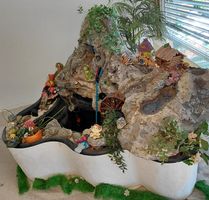 Großer Hauswasserfall und Springbrunnen etwa 200x150cm