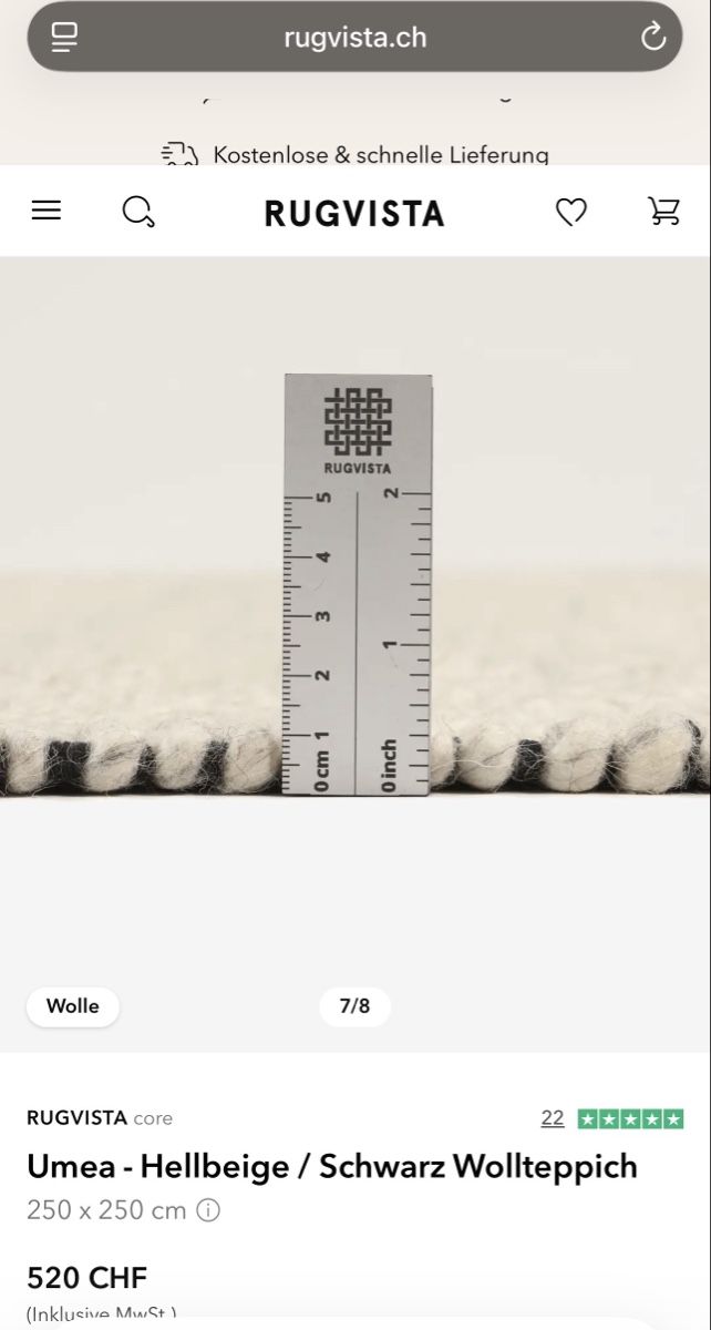 Tappeti: Handmade Umea Wool Rug - Beige/Black - 250x250cm – Nuovo (secondo la descrizione) da Stäfa venduto da wia_t7x6 2