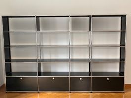 Original USM Haller Regal in Schwarz/Chrom – 227,5 × 180 cm