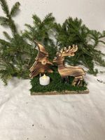 Tisch Deko Baum und Hirsch Holz mit Led