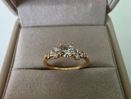 0.5 Kt Solitärring aus 18 Kt Gelbgold (H, SI1, VG)