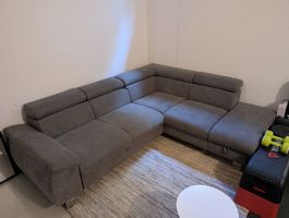 Ecksofa Stoff grau modulare Funktion guter Zustand