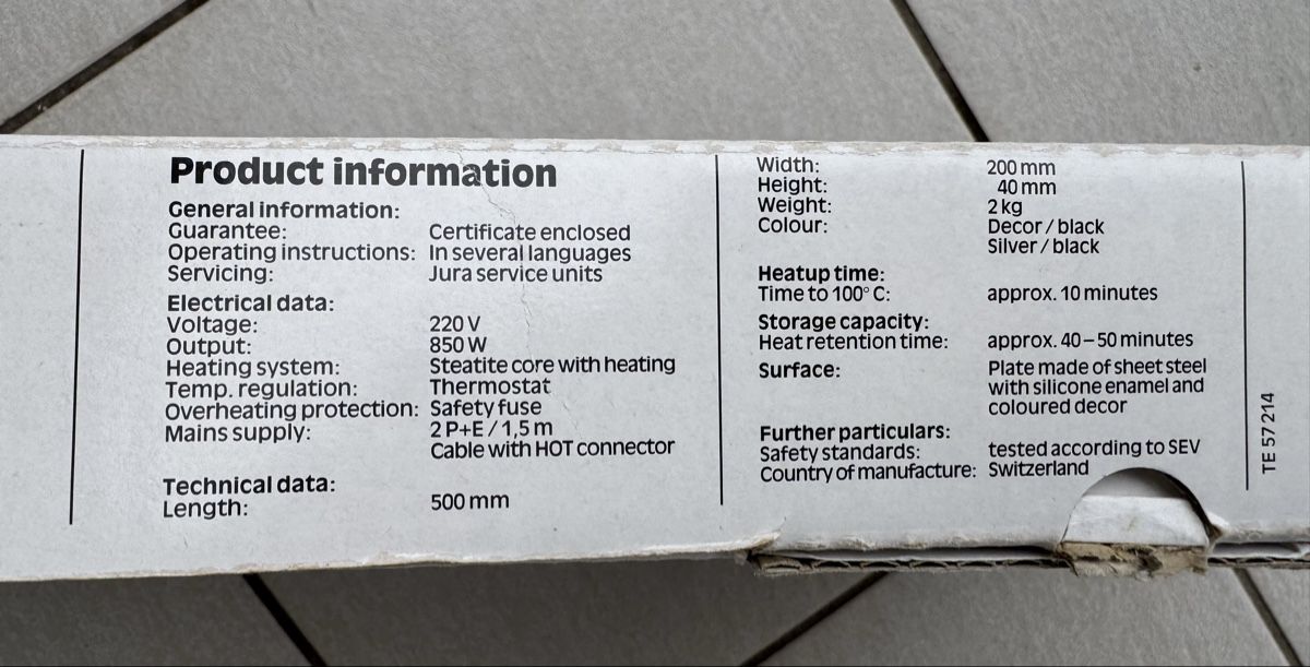 Jura Elettrodomestici da cucina: Wärmeplatte elektrisch – Usato da Maisprach venduto da eli_kr8d 3