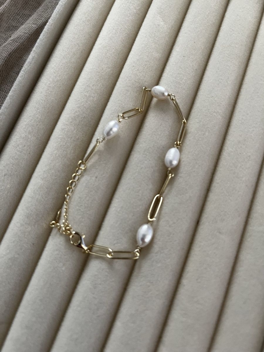 Bracciali & Braccialetti: 925 SILBER PERLENARMBAND GOLDFARBIG – Nuovo (secondo la descrizione) da Opfikon venduto da acoaee 2