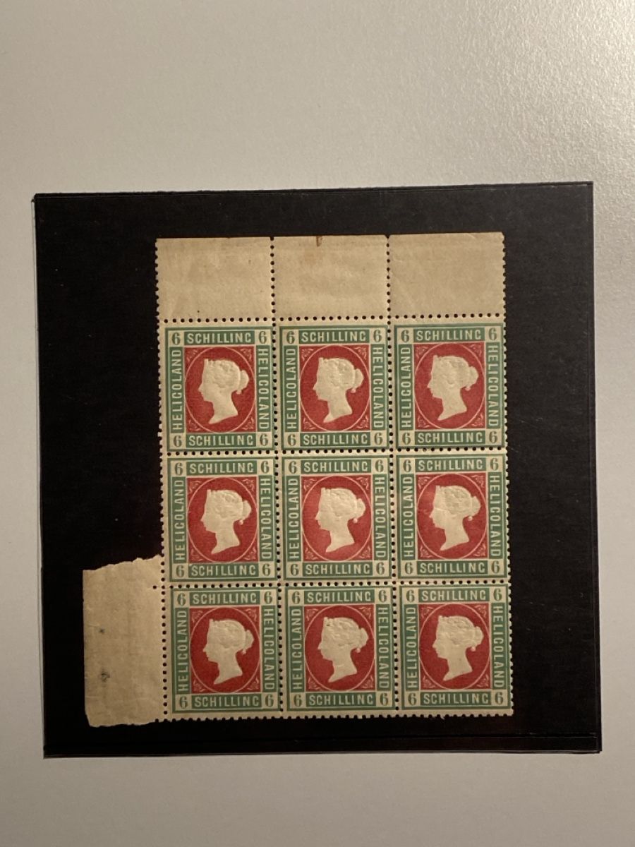 Tutti i francobolli: Helgoland 1876, Mi 4, 9er Block vom Bogenrand – Usato da Küssnacht a. Rigi venduto da Unique-Valuable