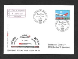 Sonderbrief Genf Eröffnung Zugverbindung Flughafen 31.5.1987