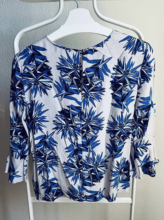 Camicette: Tommy Hilfiger Bluse weiss/blau, Grösse 36 – Usato da Biel/Bienne venduto da l.v.ds 1