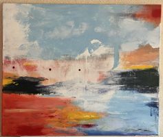 Abstract Painting Acrylic On Canvas 50x70 cm New