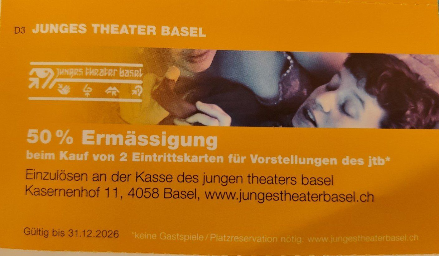 Buoni: Junges Theater Basel 50% Ermässigung – Usato da Zürich venduto da Korolina