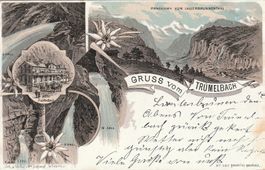 Ansichtskarte Gruss vom Trümelbach Litho  gelaufen 1899