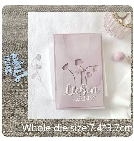 Karten-Kunst Stanzschablone – „Vielen Lieben Dank“ In Eleganter Schreibschrift Mit Outline