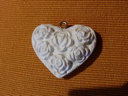 Modeschmuck Anhänger: Herz mit Rosen NEU shabby chic Schmuck