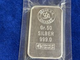 Silberbarren Argor Chiasso 50g 999 Feinheit gebraucht