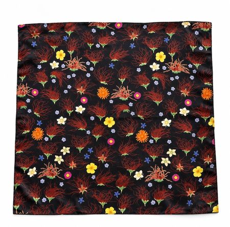 Seidentuch Fabric Frontline Blumenmuster Nikkituch braun